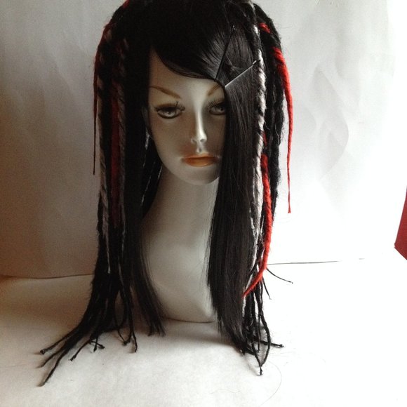 Black Red White Full Dread Dreadlock Wig HANDMADE main image 7